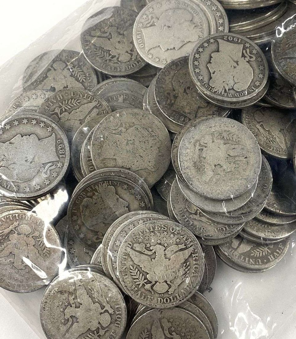 $100 FV Pre-1916 Barber 90% Silver Halves - 2