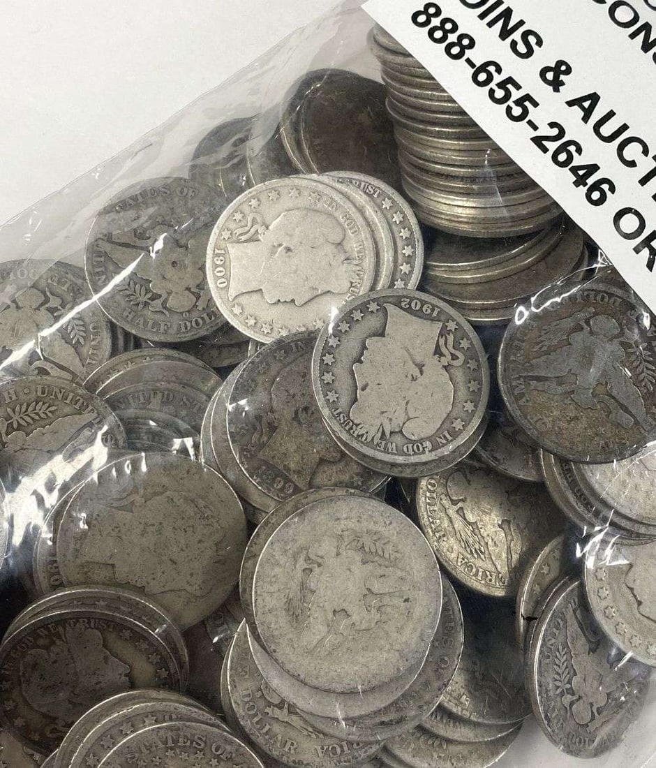 $100 FV Pre-1916 Barber 90% Silver Halves - 5