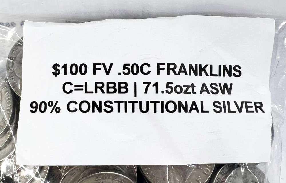 $100 Face Franklin 90% Silver Half Dollars (200-coins) - 4