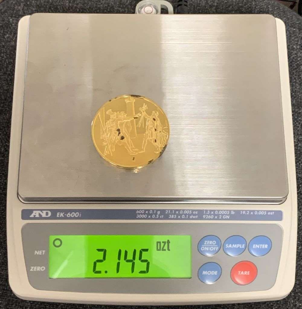 Vintage Oath of the Horatii 1784 Jacques Louis David 24k Gold Over Sterling Silver 2.145 ozt (1 of 5)