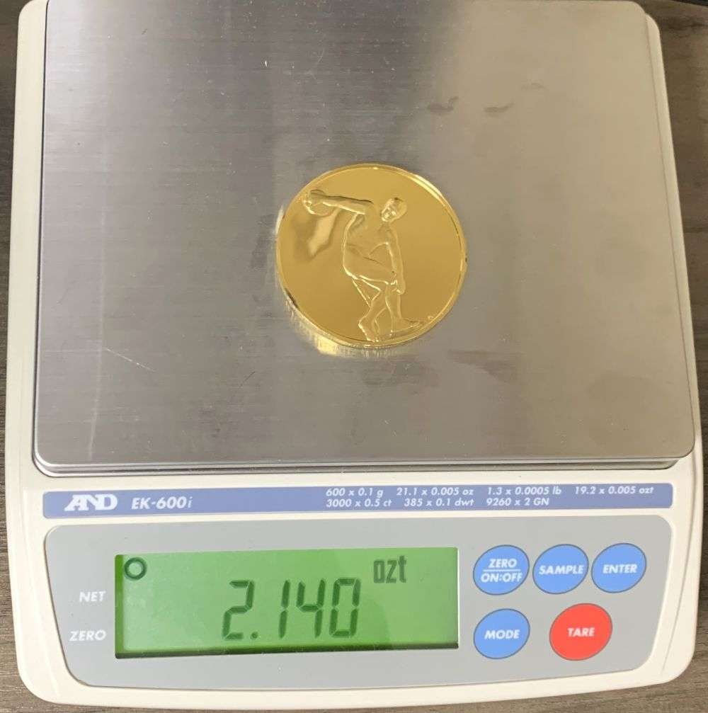 Vintage The Discus Thrower c.450 B.C. Myron 24k Gold Over Sterling Silver 2.140 ozt (1 of 6)
