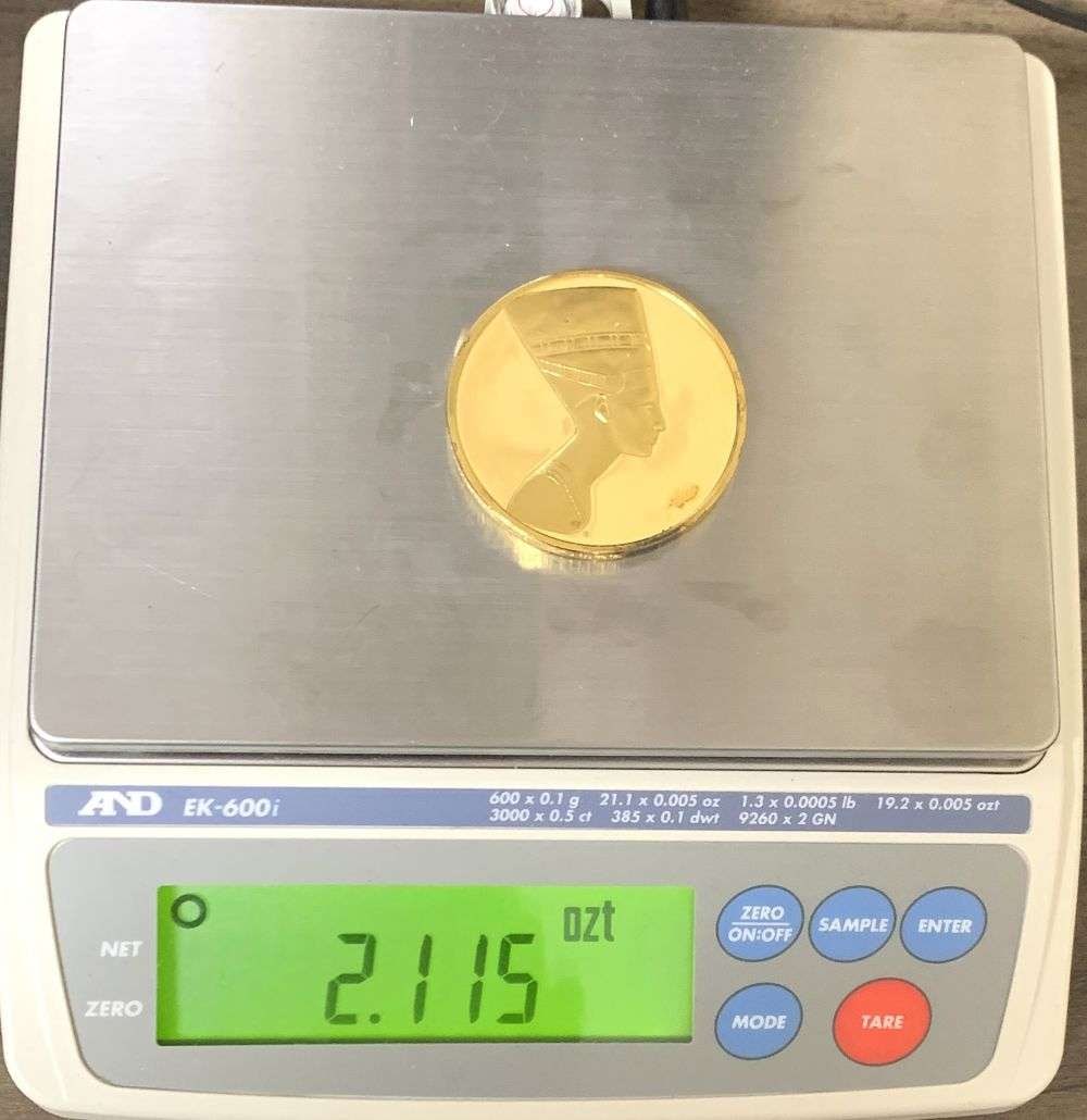 Vintage Queen Nefertiti c.1865 B.C. Egyptian 24k Gold Over Sterling Silver 2.115 ozt (1 of 6)