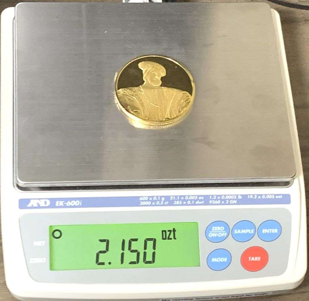 Vintage Portrait Of Francis I 1524 Jean Clouet 24k Gold Over Sterling Silver 2.150 ozt (1 of 6)