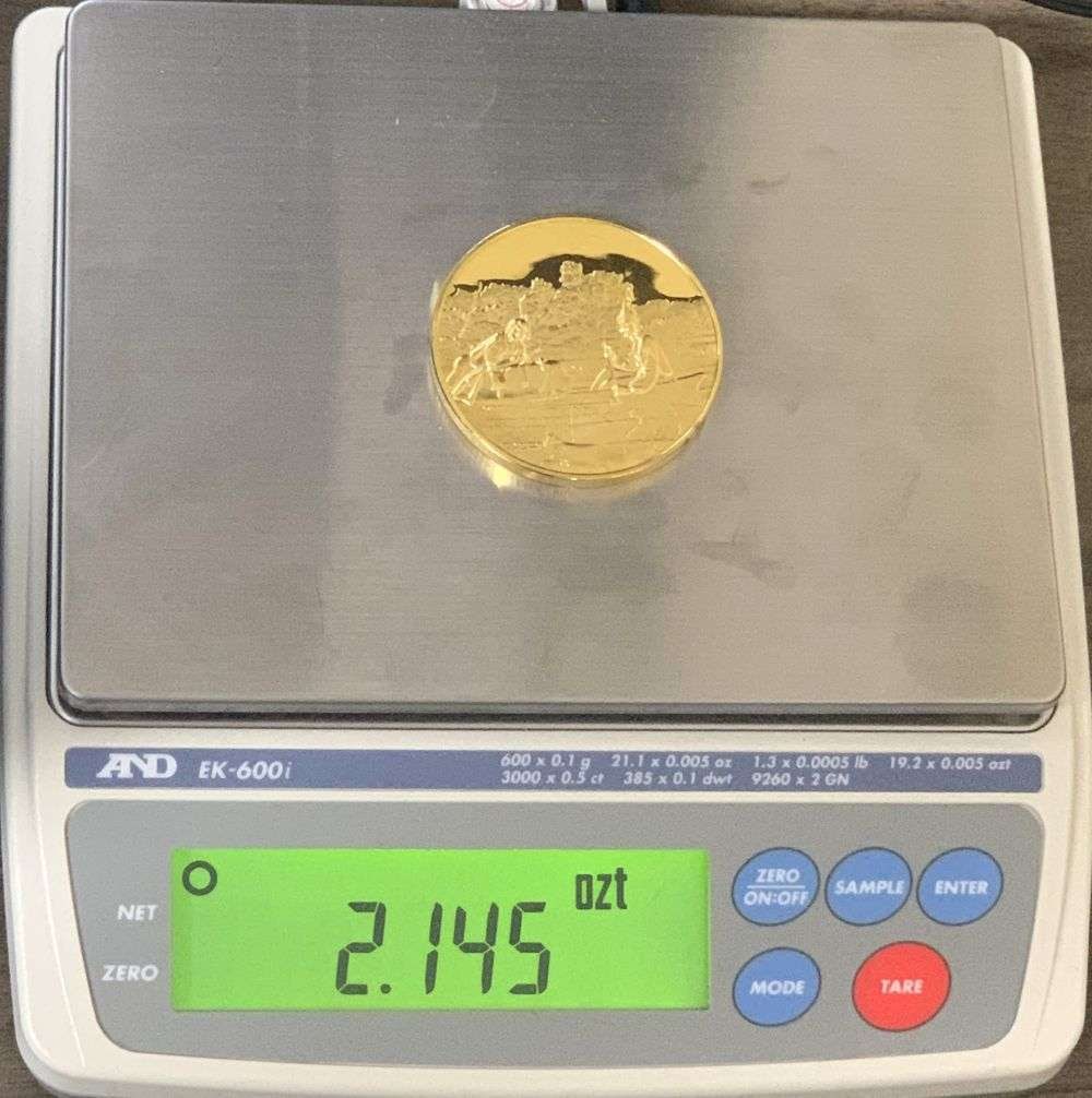 Vintage Fur Traders on Missouri c.1845 George Caleb Bingham 24k Gold Over Sterling Silver 2.145 ozt (1 of 6)