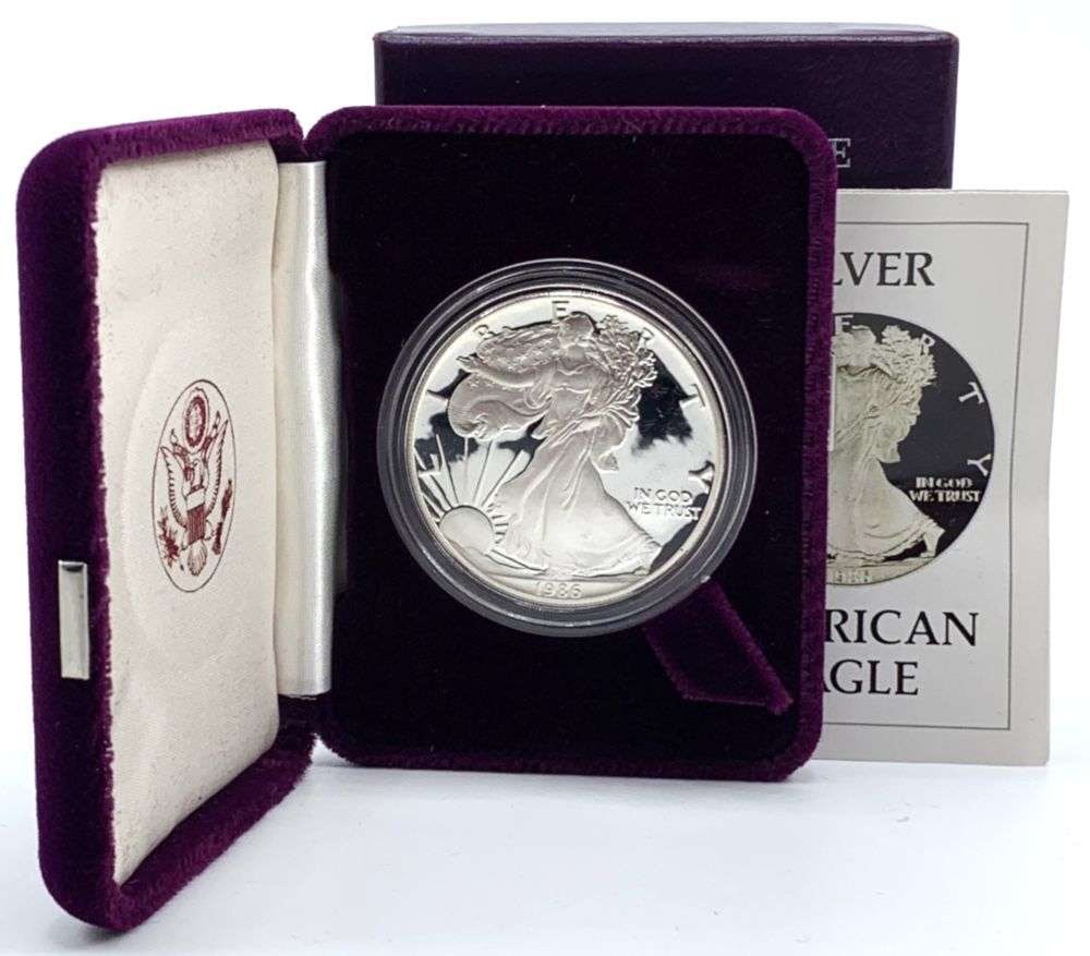 Vintage High Grade First Year 1986-S Proof American Silver Eagle OGP (1 of 3)