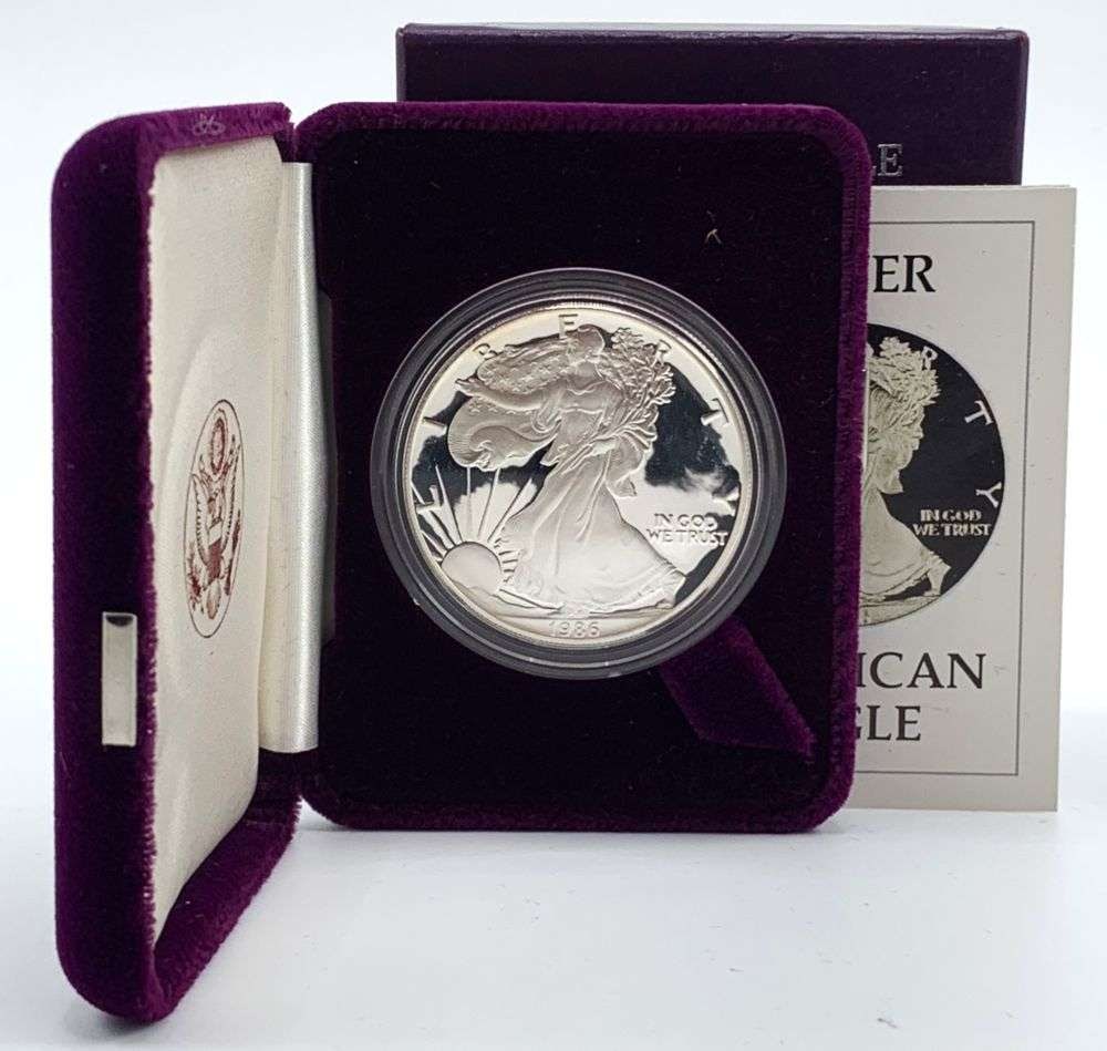 Vintage High Grade First Year 1986-S Proof American Silver Eagle OGP (1 of 4)