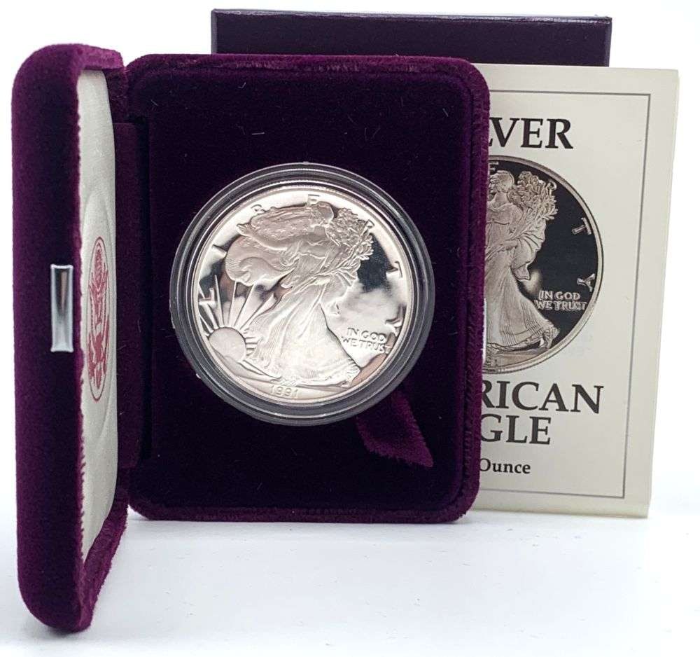 Vintage High Grade 1991-S Proof American Silver Eagle OGP (1 of 4)