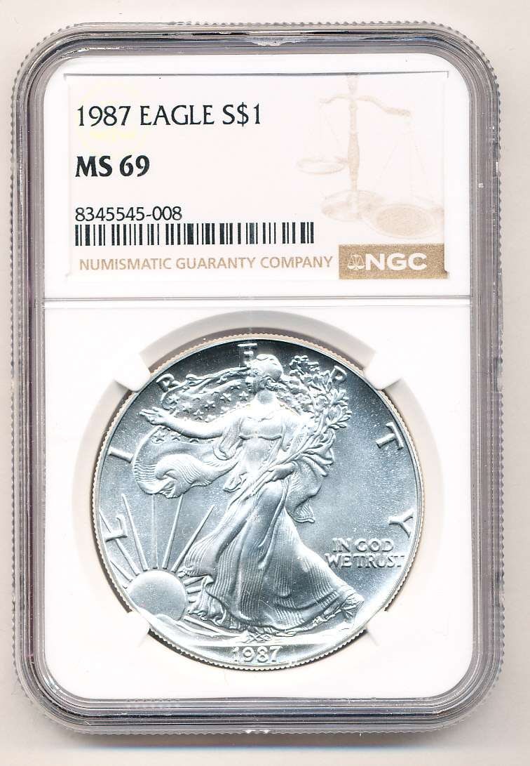 1987 American Silver Eagle NGC MS69 (1 of 4)