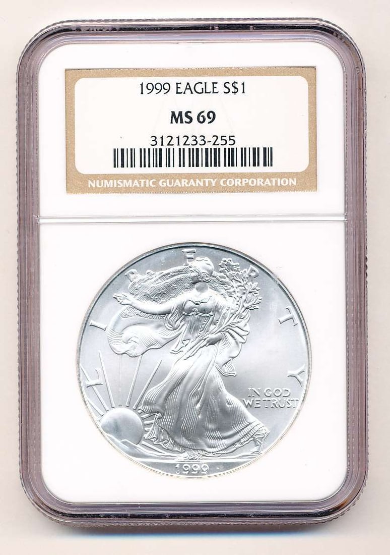 1999 American Silver Eagle NGC MS69 (1 of 4)