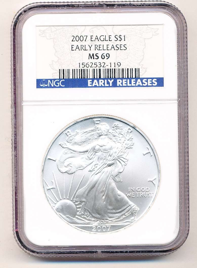 2007 American Silver Eagle NGC MS69 Early Releases (1 of 4)