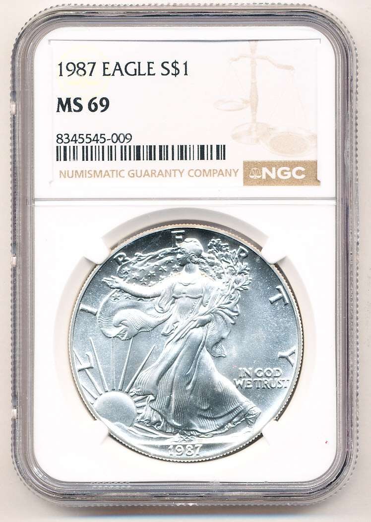 1987 American Silver Eagle NGC MS69 (1 of 4)