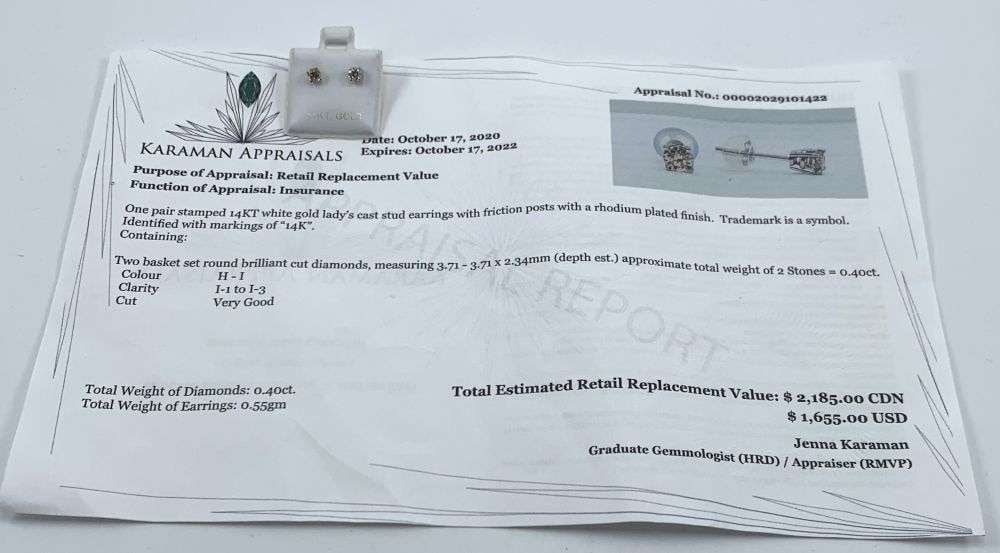 0.40ct Round Diamond 14k White Gold Earrings (1 of 7)