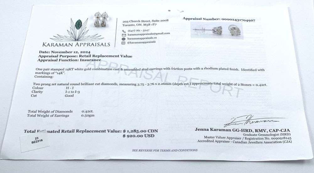 0.42ct Round Diamond 14k White Gold Earrings (1 of 7)