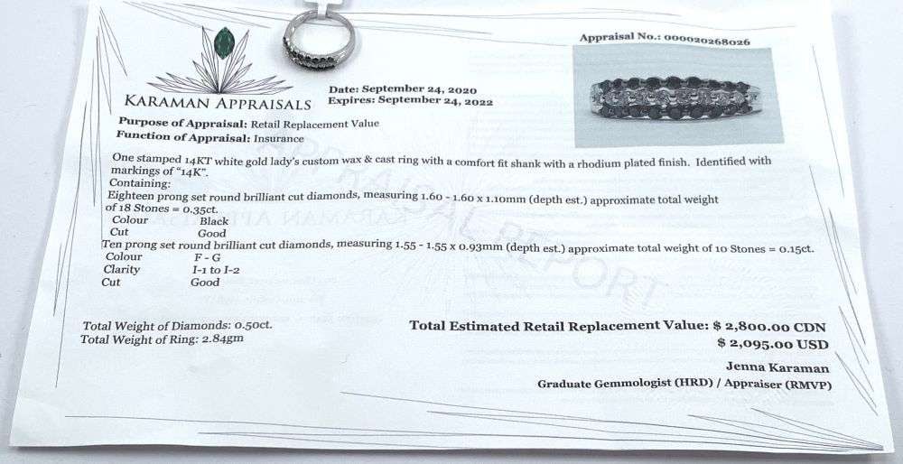 0.50ct Round Diamond 14k White Gold Ring (Size 7) (1 of 8)