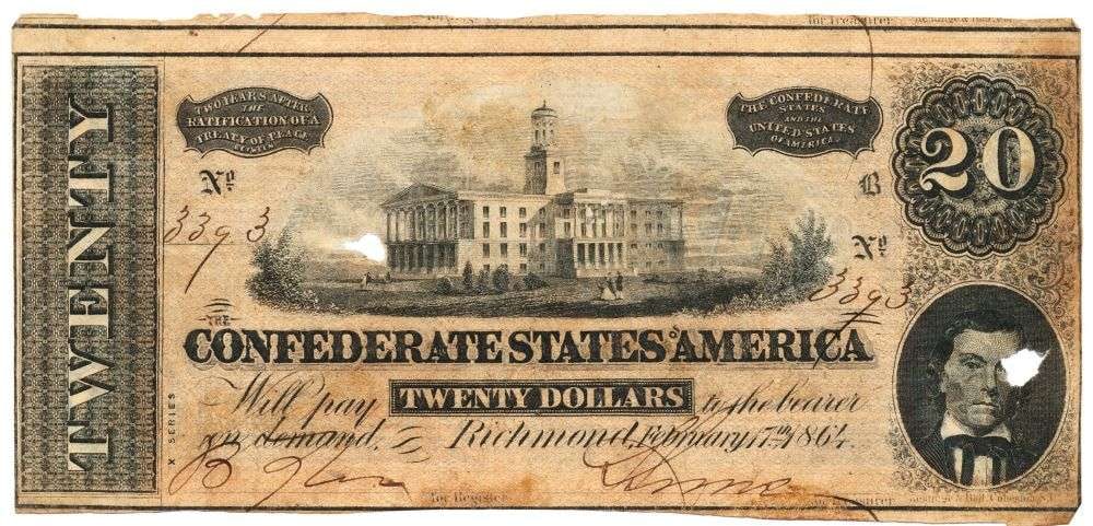 1864 United States Richmond $20 Confederate Currency (1 of 2)