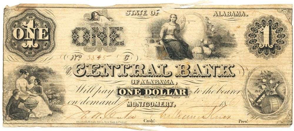 1861 United States Richmond $1 Confederate Currency (1 of 2)