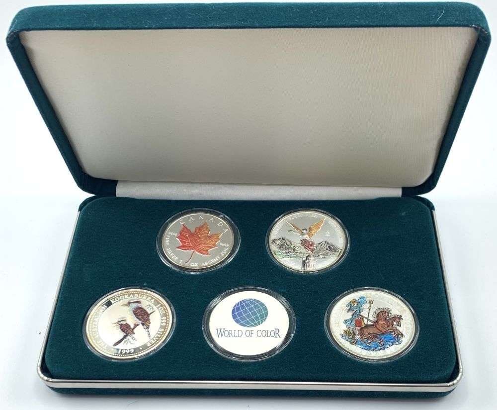 Colorized 1999 World Of Color 1 ozt Silver Set (4-coins): Winner shall receive the exact set (4-coins) shown here. (MR/UIB)