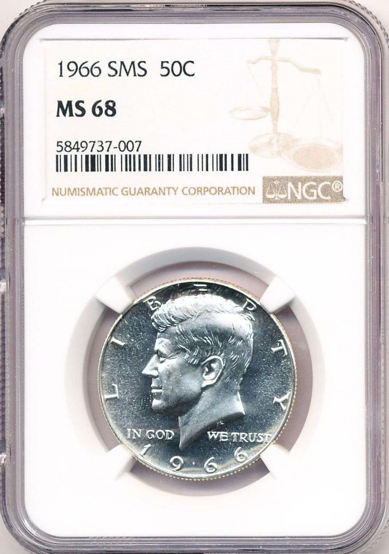 1966 Kennedy Silver Half Dollar SMS NGC MS68 (1 of 4)
