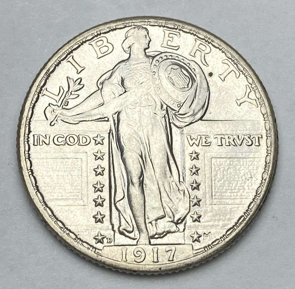 1917-D Standing Liberty Silver Quarter MS66: Winner shall receive the exact coin shown here. (RR/LRB)