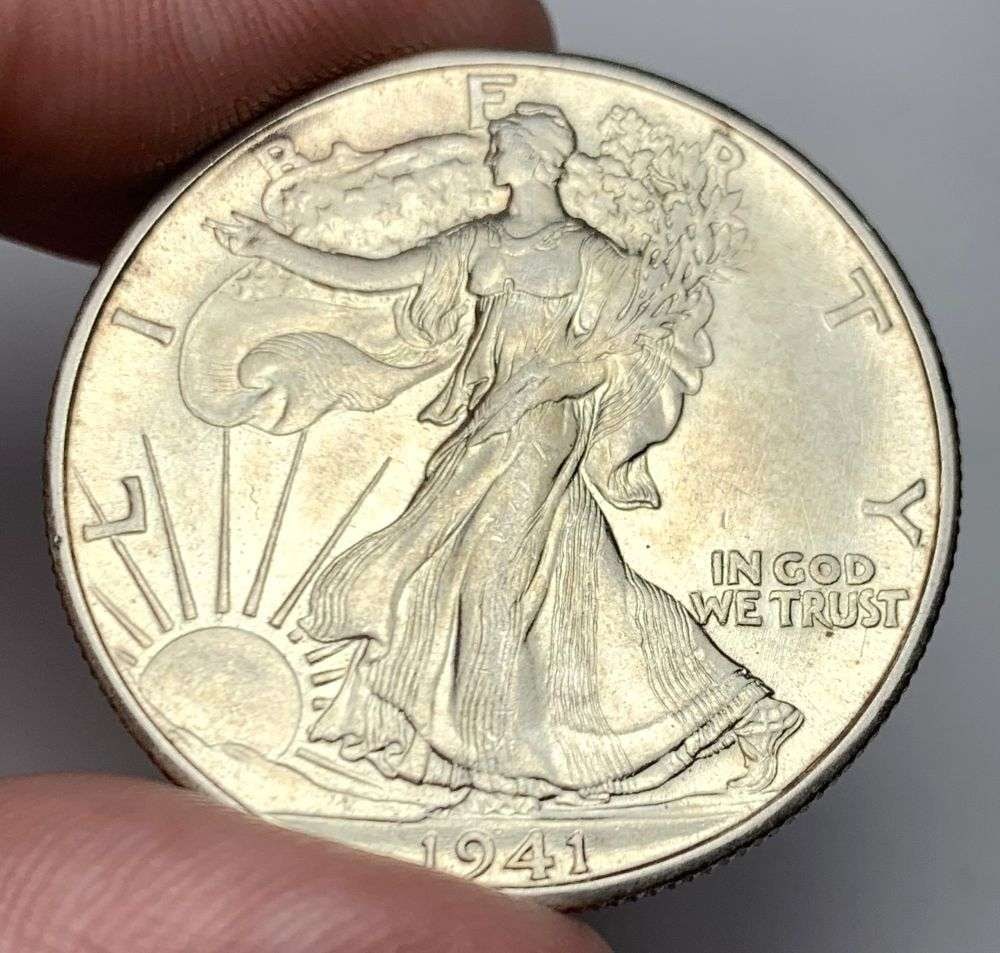 1941-D Walking Liberty Silver Half Dollar MS65: Winner shall receive the exact coin shown here. (MR/RB)