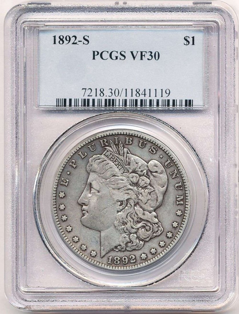 1892-S Morgan Silver Dollar PCGS VF30 (1 of 6)