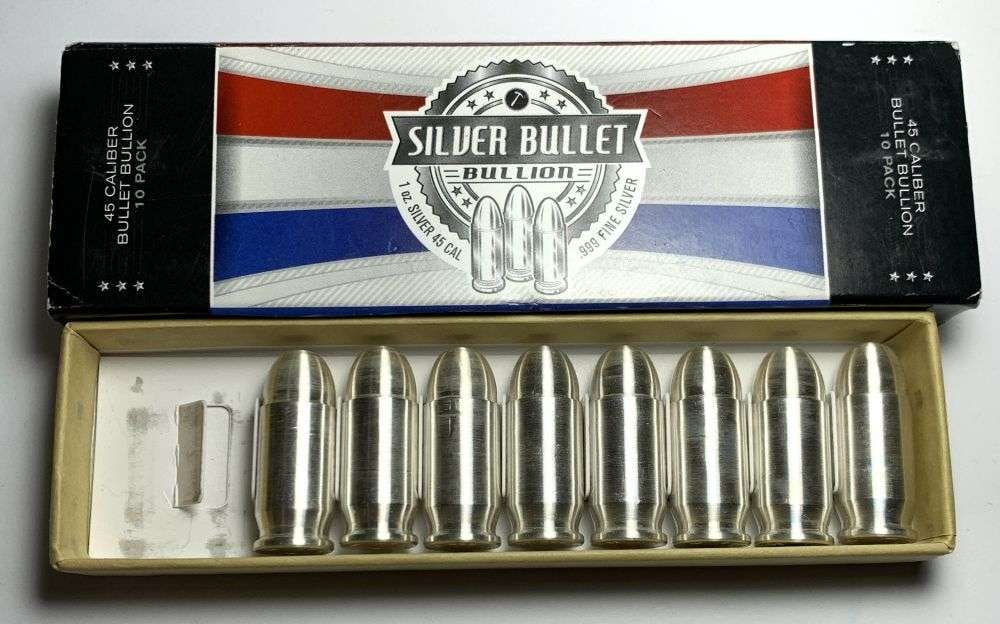 (8) .45 Caliber Bullet Design 1 ozt .999 Silver (1 of 6)