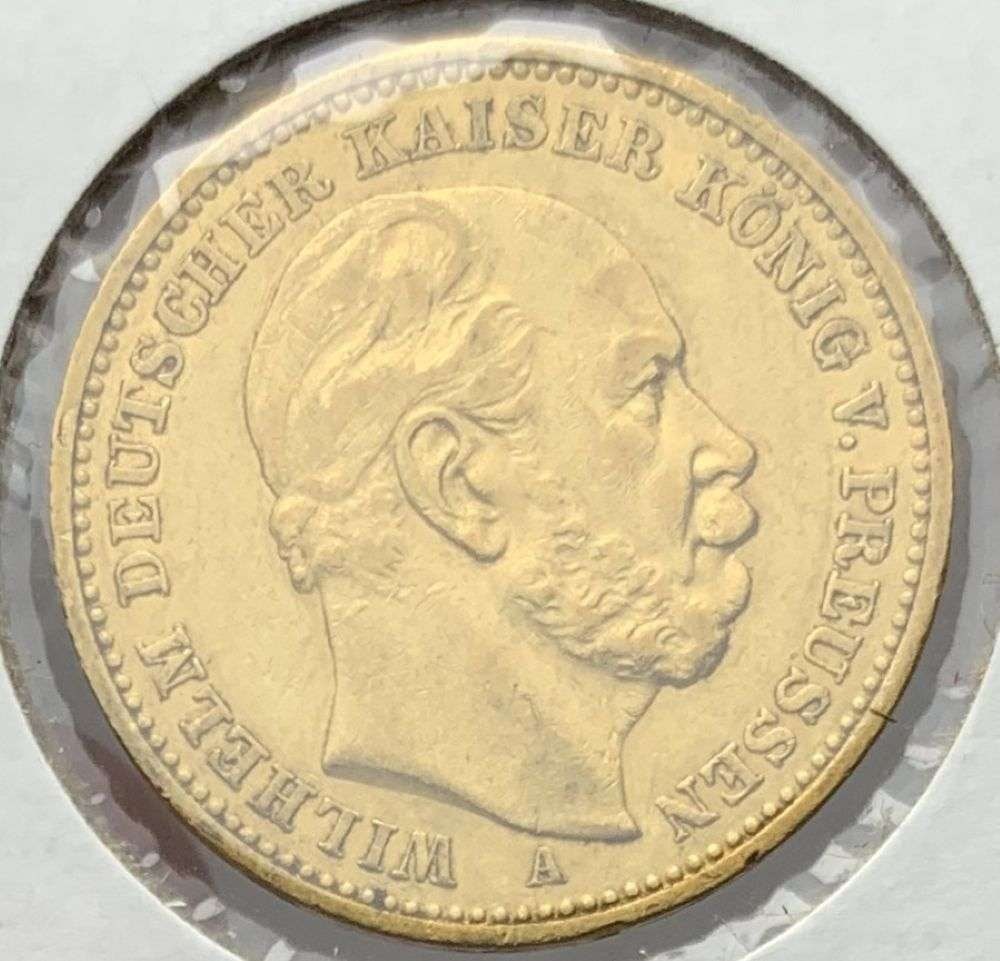 German Last Minute Gold! 1883-A German Prussia 20 Mark Gold .2305 AGW AU: We were fortunate enough to receive a dealer's stock consignment of gold that has been put back sometime over the past 50 years. You will see all kinds of grades and prices written on the flips back w
