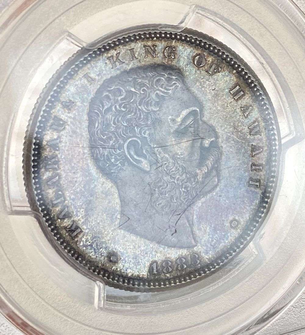 1883 Hawaii Silver Half Dollar PCGS MS64: Based on the PCGS census report, there has been a total of 1,204 Hawaii half dollars made with only 75 being graded at MS64.Winner shall receive the exact coin shown here. (MR)