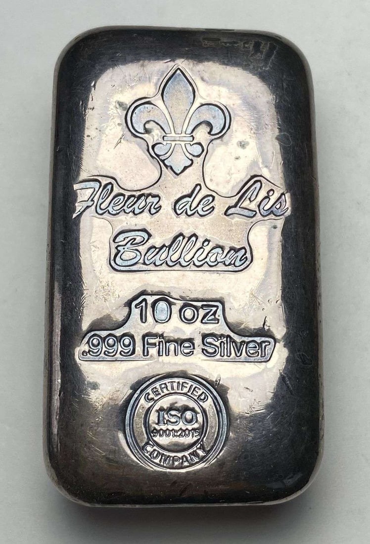 Fleur de Lis Bullion 10 ozt .999 Silver Bar (1 of 5)