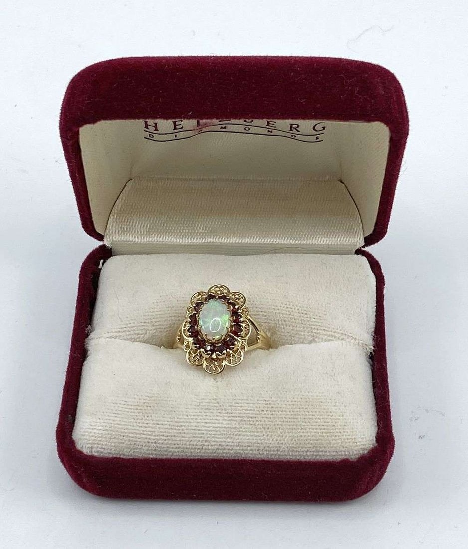 Fire Opal W/ Rubies 10k Gold Ring: Winner shall receive the exact ring shown here. (RR)