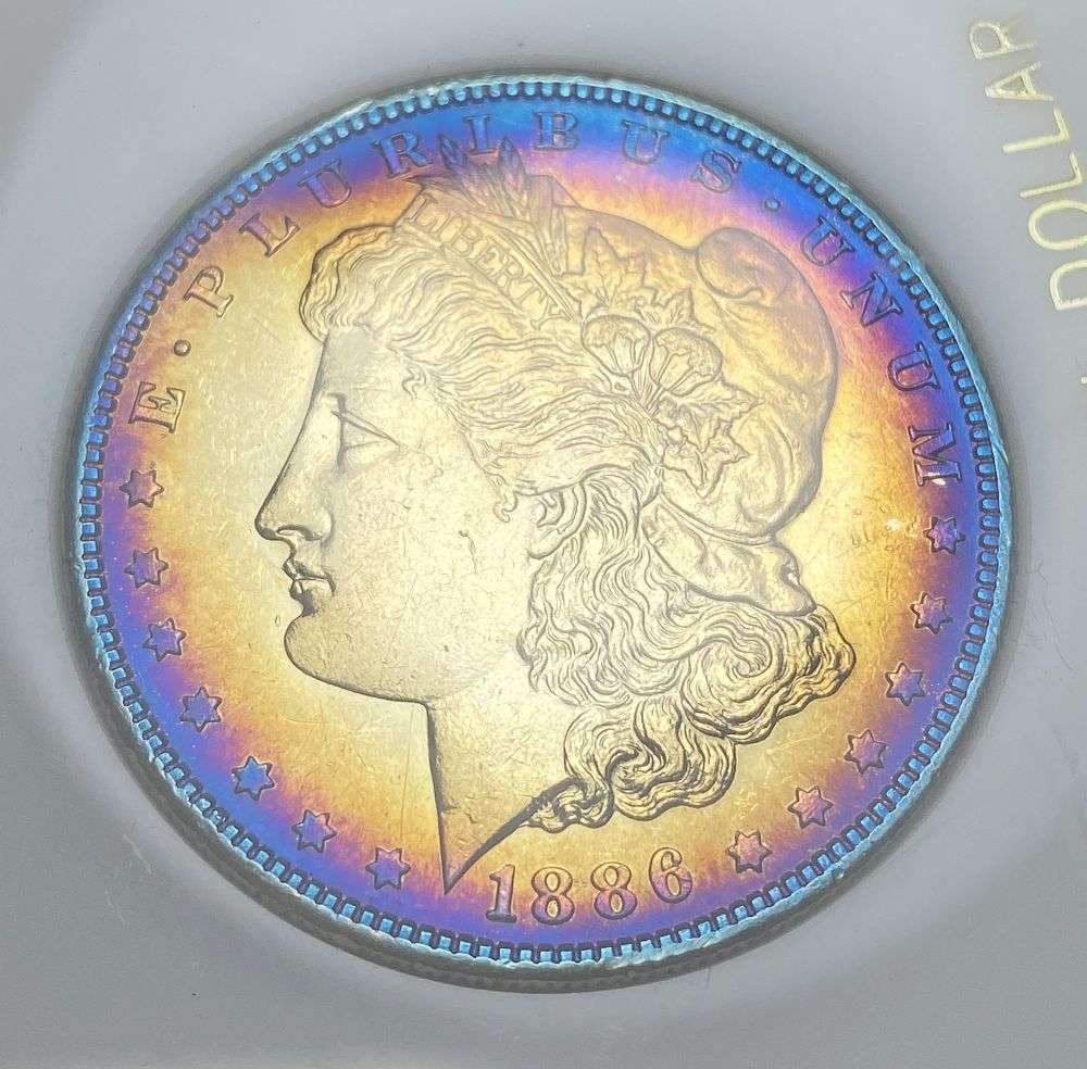Rainbow 1886-S Morgan Silver Dollar: Winner shall receive the exact coin shown here. (RR)