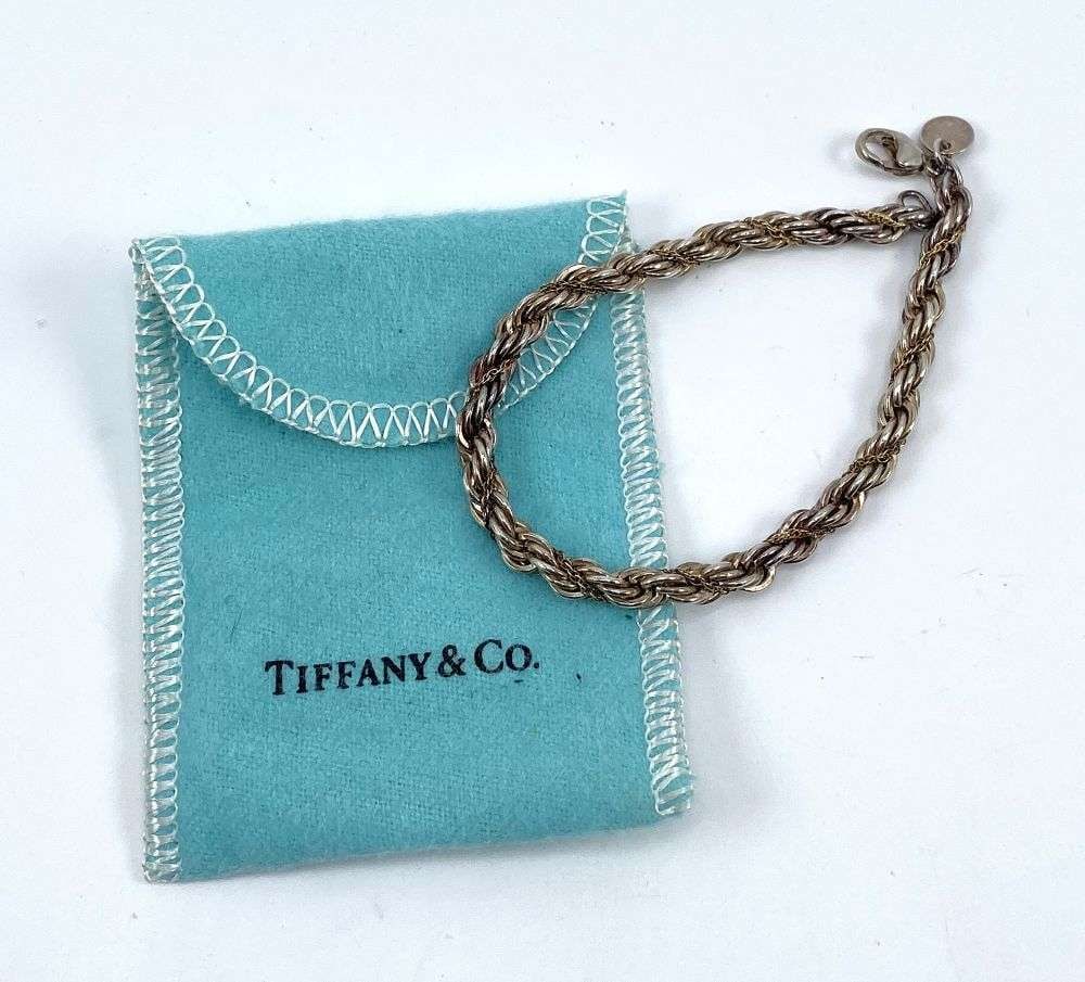 Tiffany & Co. .925 Silver & 18k Gold Twisted Rope Bracelet: Winner shall receive the exact item shown here. (RR)