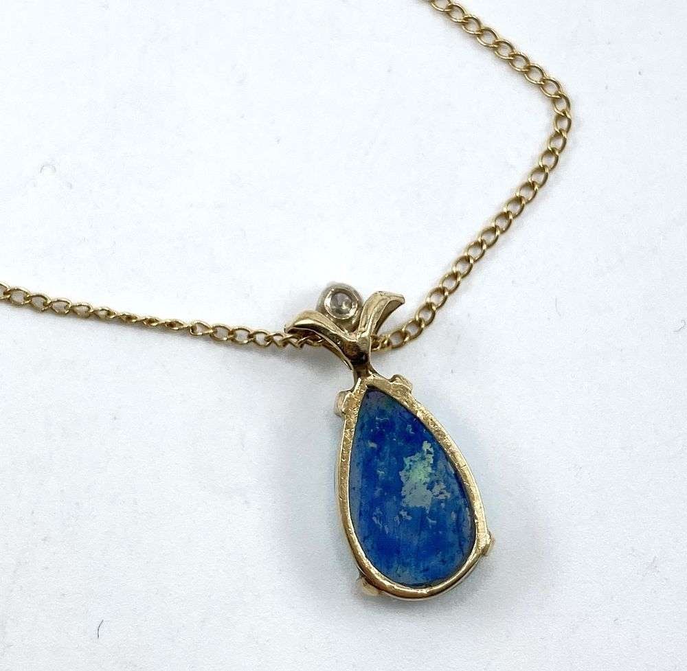 Fire Opal & Diamond 14k Gold Pendant Necklace - 4