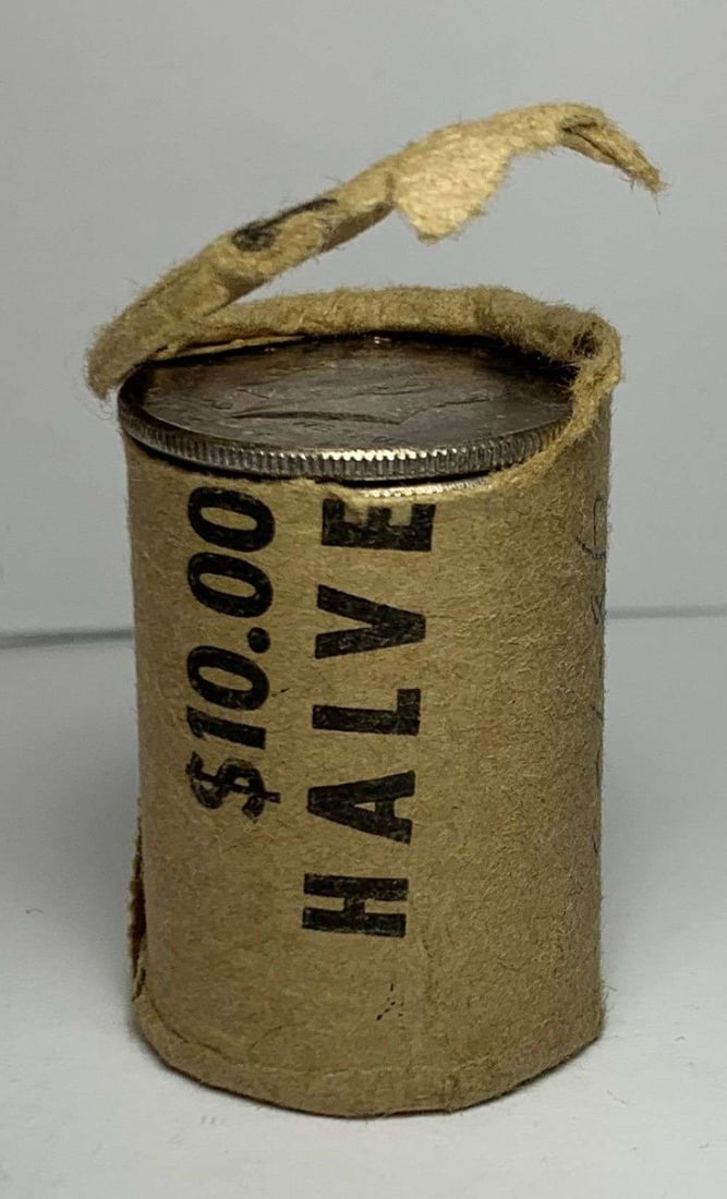 Bank Wrapped Roll (20-coins) 1964 Kennedy Silver Half Dollar: We have carefully removed two coins from the top, we expect there to be some very high grades in the center. Winner shall recieve the exact roll (20-coins) shown here. (MR/B)