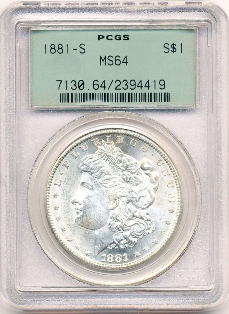 1881-S Morgan Silver Dollar PCGS MS64 OGH: Winner shall receive the exact coin shown here. (MR/B)