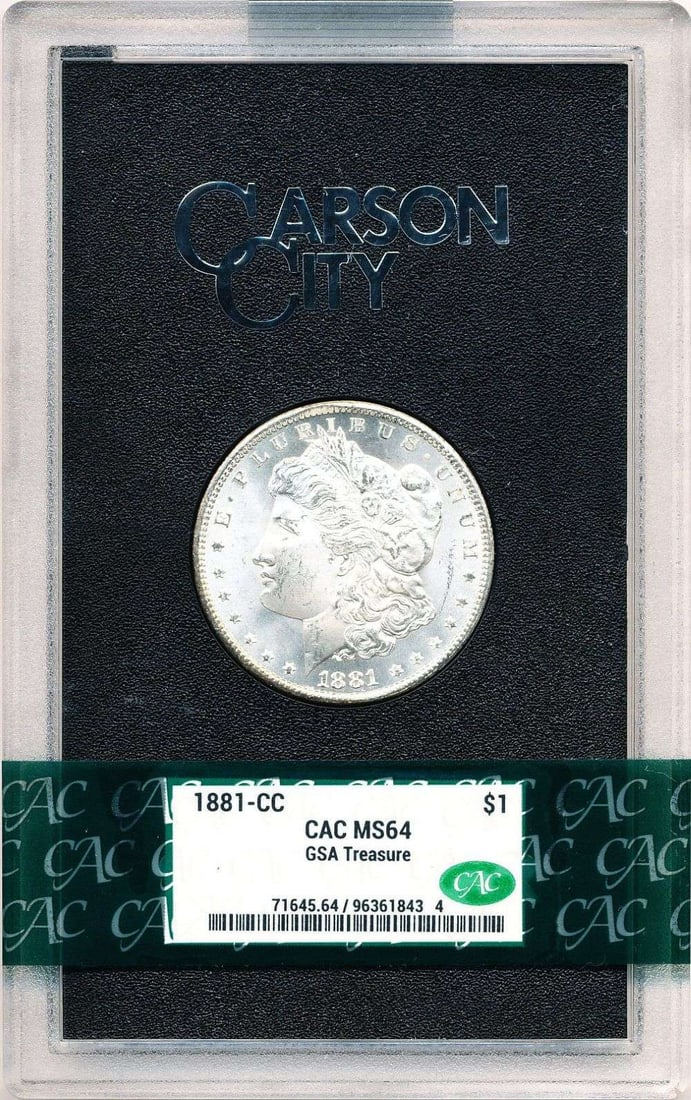 Carson City GSA 1881-CC Morgan Silver Dollar MS64 CAC: Winner shall receive the exact coin shown here. (MR)