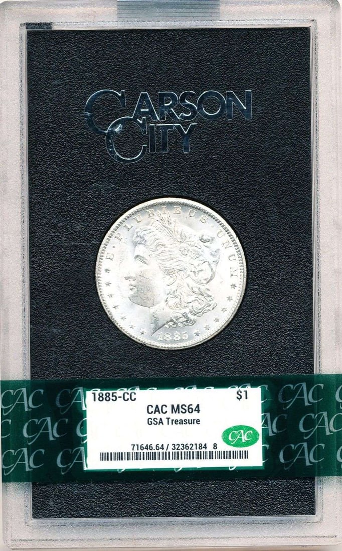 Carson City GSA 1885-CC Morgan Silver Dollar MS64 CAC: Winner shall receive the exact coin shown here. (MR)