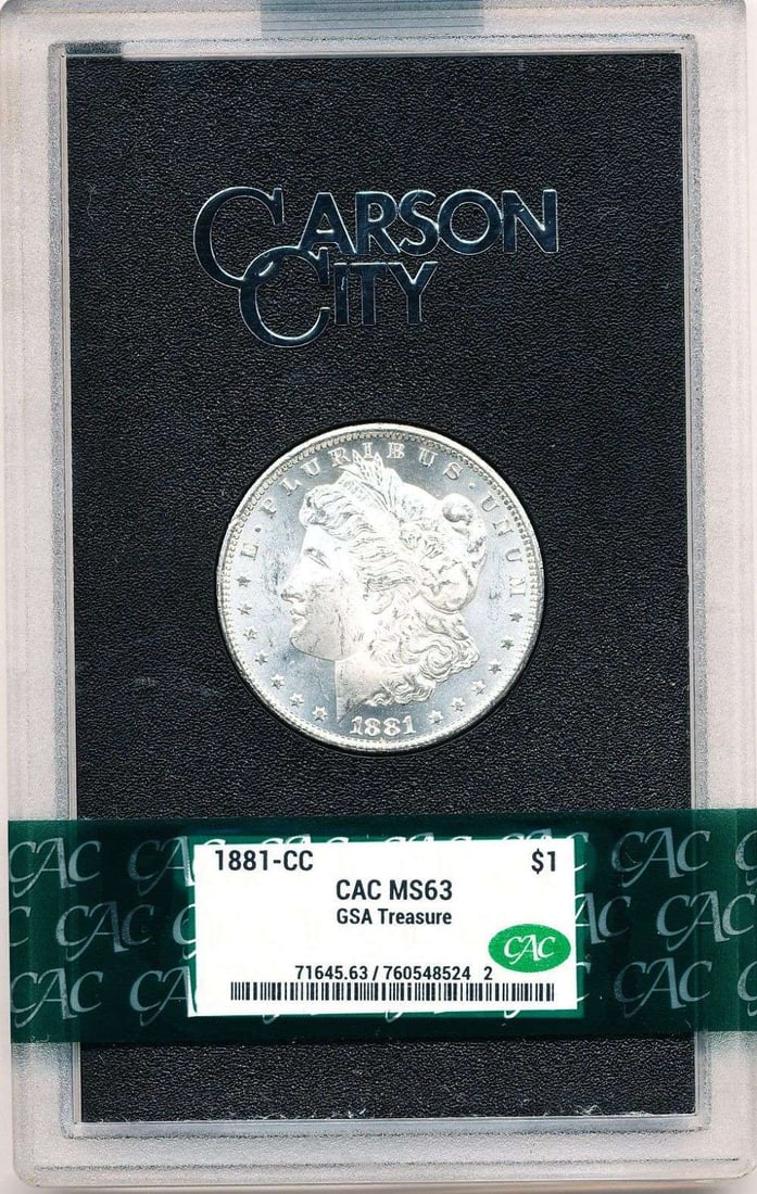 Carson City GSA 1881-CC Morgan Silver Dollar MS63 CAC: Winner shall receive the exact coin shown here. (MR)