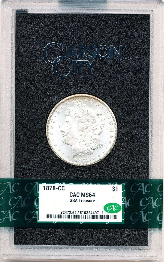Carson City GSA 1878-CC Morgan Silver Dollar MS64 CAC: Winner shall receive the exact coin shown here. (MR)