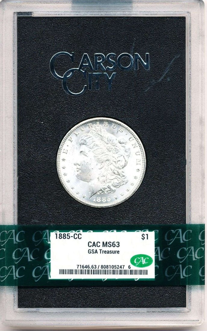 Carson City GSA 1885-CC Morgan Silver Dollar MS63 CAC: Winner shall receive the exact coin shown here. (MR)