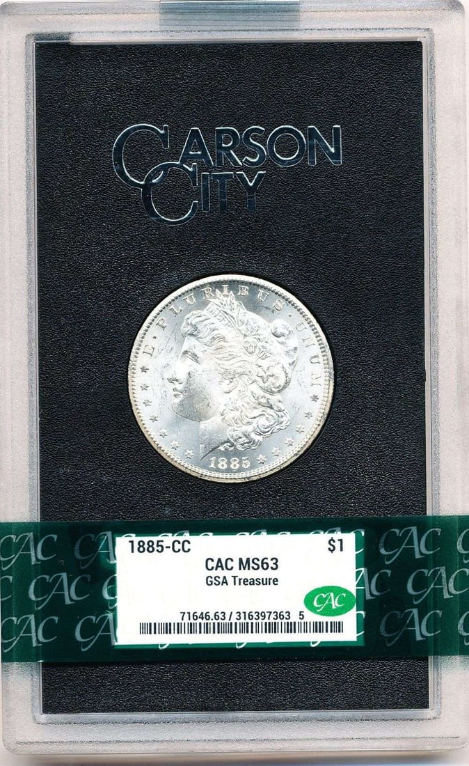 Carson City GSA 1885-CC Morgan Silver Dollar MS63 CAC: Winner shall receive the exact coin shown here. (MR)