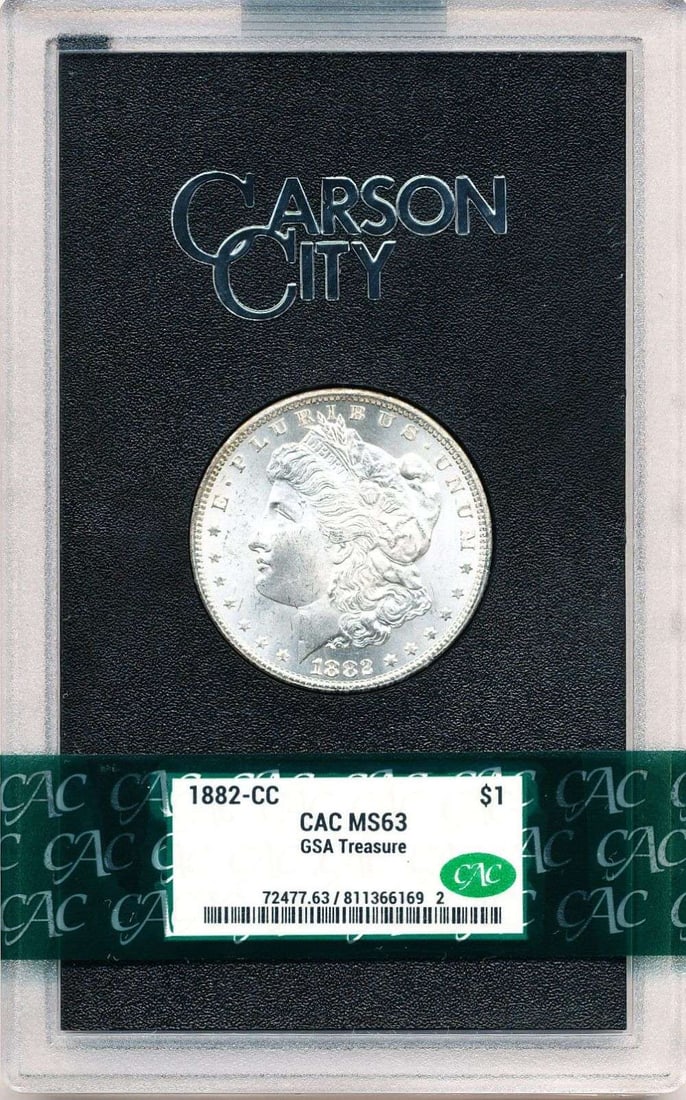 Carson City GSA 1882-CC Morgan Silver Dollar MS63 CAC: Winner shall receive the exact coin shown here. (MR)
