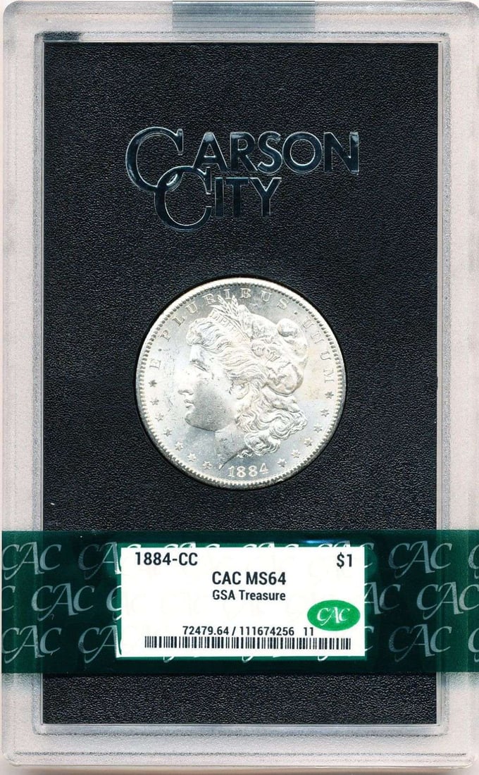 Carson City GSA 1884-CC Morgan Silver Dollar MS64 CAC: Winner shall receive the exact coin shown here. (MR)