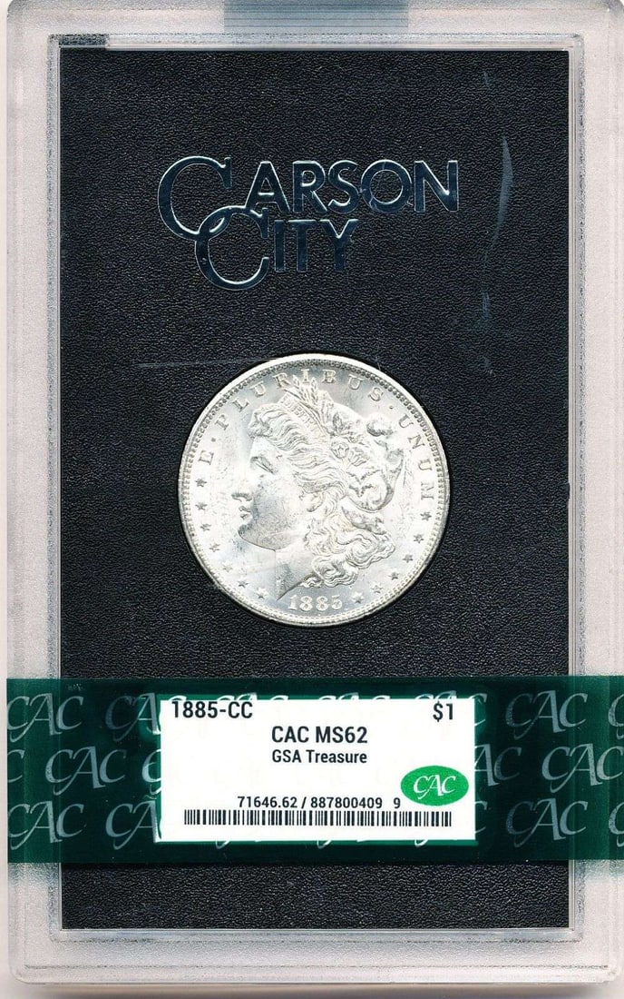 Carson City GSA 1885-CC Morgan Silver Dollar MS62 CAC: Winner shall receive the exact coin shown here. (MR)