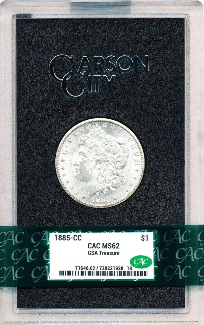 Carson City GSA 1885-CC Morgan Silver Dollar MS62 CAC: Winner shall receive the exact coin shown here. (MR)