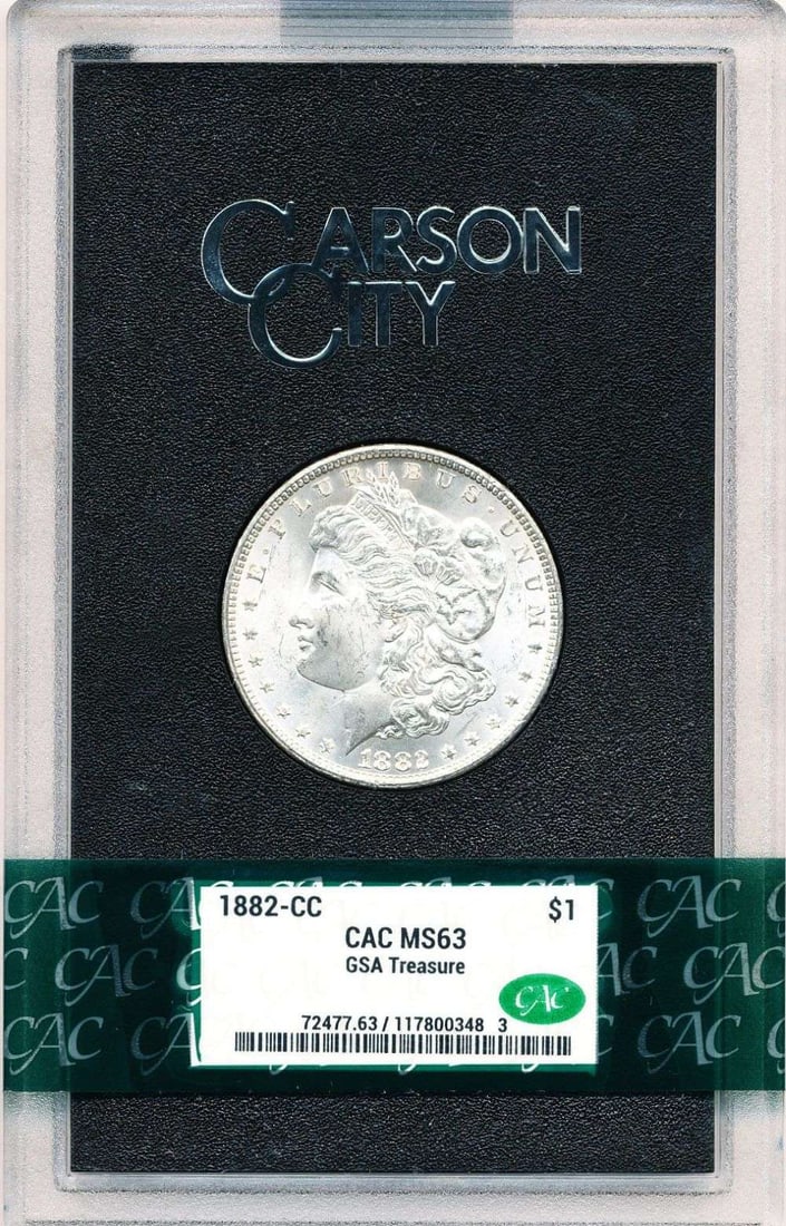 Carson City GSA 1882-CC Morgan Silver Dollar MS63 CAC: Winner shall receive the exact coin shown here. (MR)