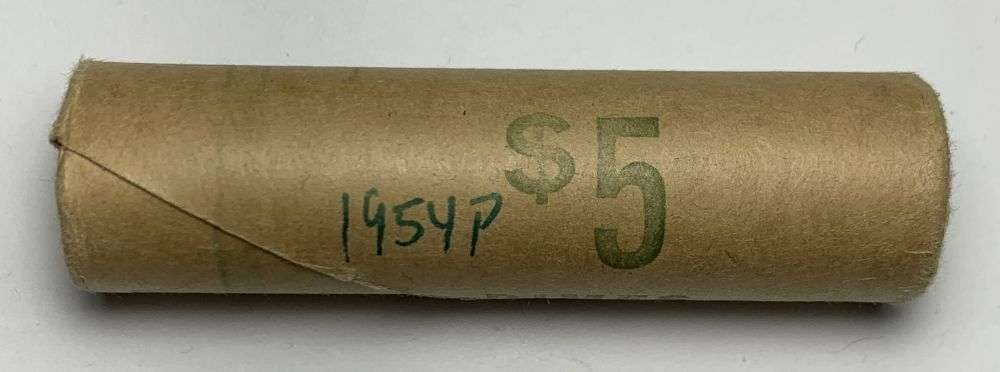 Bank Wrapped Roll (50) 1954-P Roosevelt Silver Dimes: Winner shall receive the exact roll (50-coins) shown here. (MR/LUR)