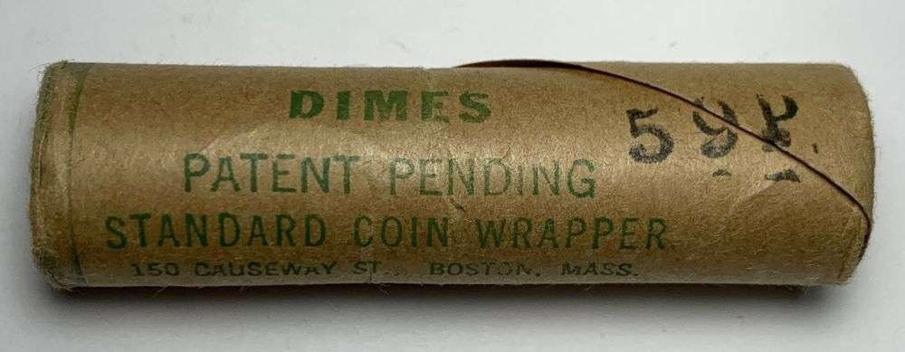 Bank Wrapped Roll (50) 1959-P Roosevelt Silver Dimes: Winner shall receive the exact roll (50-coins) shown here. (MR/LUR)