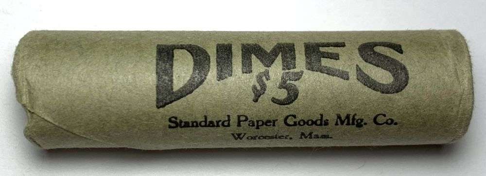 Bank Wrapped Roll (50) 1959-P Roosevelt Silver Dimes: Winner shall receive the exact roll (50-coins) shown here. (MR/LUR)