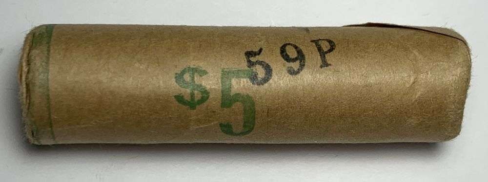 Bank Wrapped Roll (50) 1959-P Roosevelt Silver Dimes: Winner shall receive the exact roll (50-coins) shown here. (MR/LUR)
